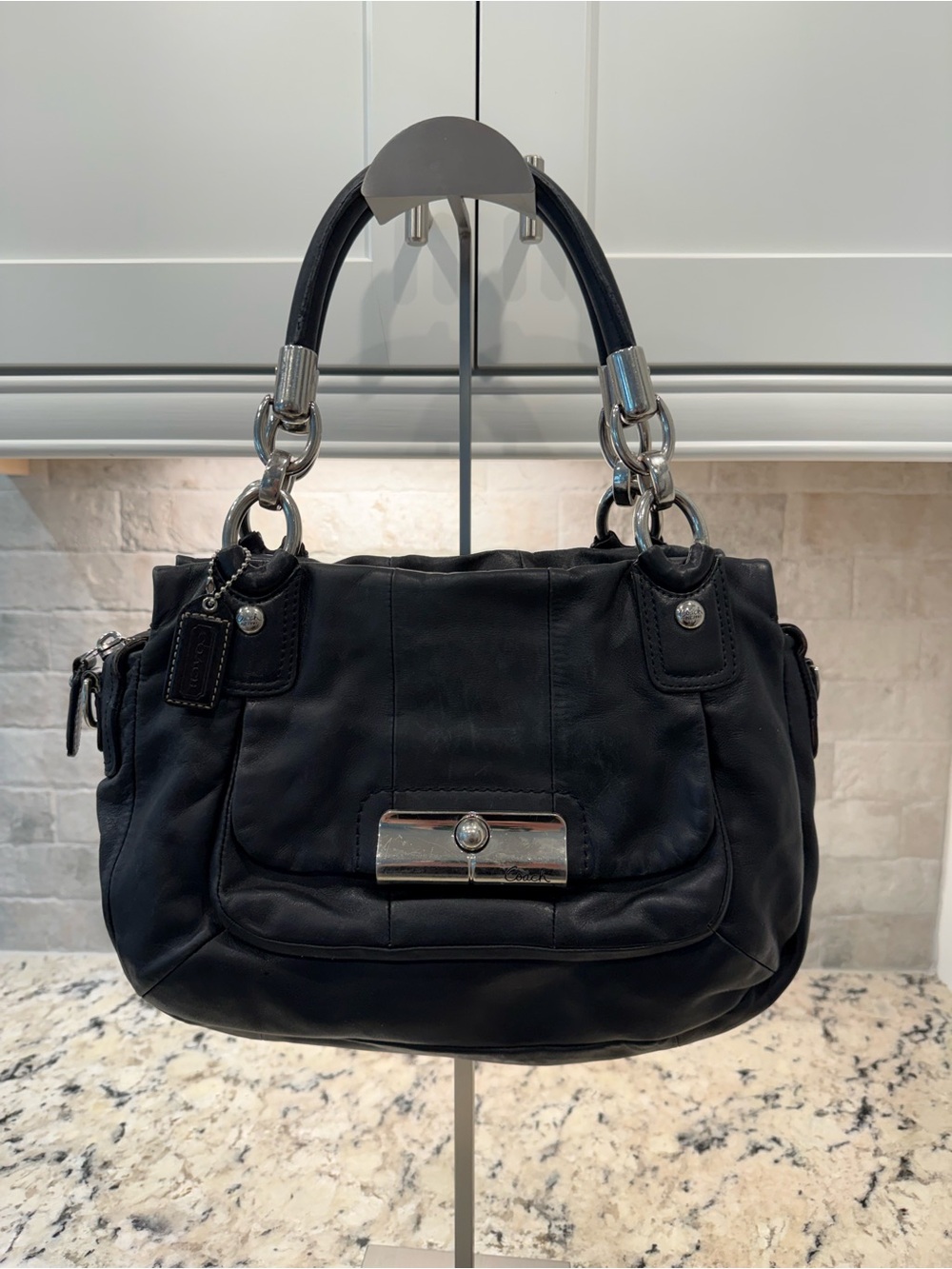 Coach EUC Kristen Black Leather Satchel w/Hangtag